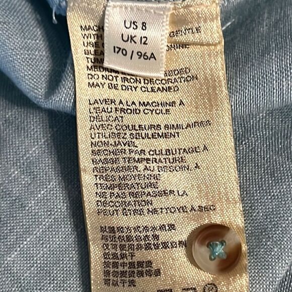 Maeve‎ by Anthropologie 100% Linen Lace Up Top in Seafoam Size 8 (fits larger) - Picture 14 of 14